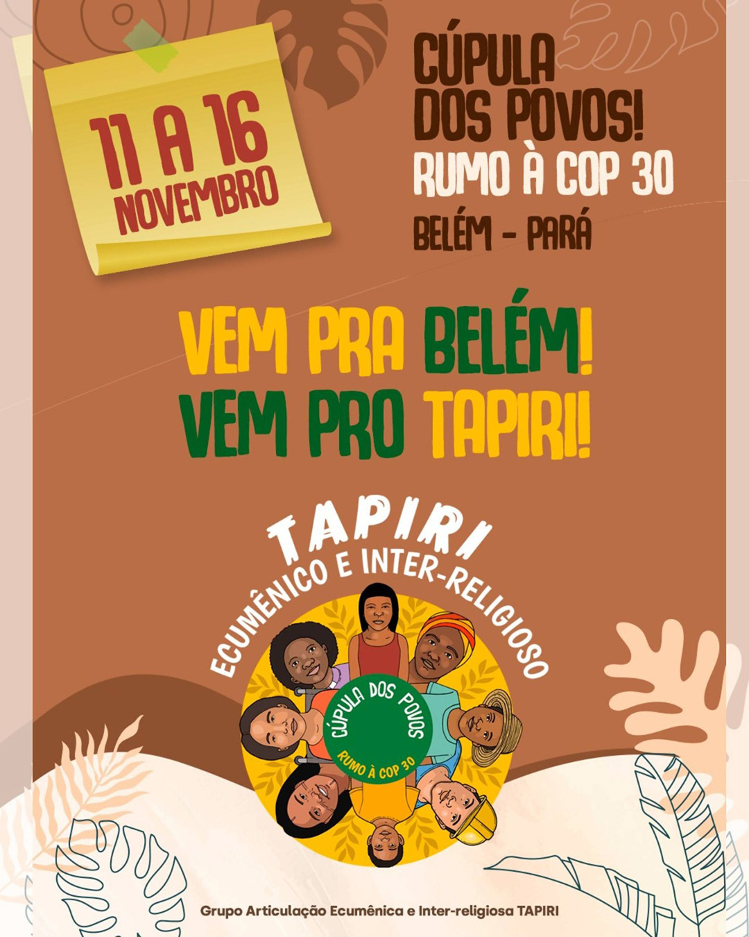 Tapiri Ecumênico e Inter-religioso na Cúpula dos Povos - 11 a 16/11/2025